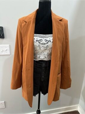 DANIELLE BERNSTEIN Rust-Orange Tailored Blazer
